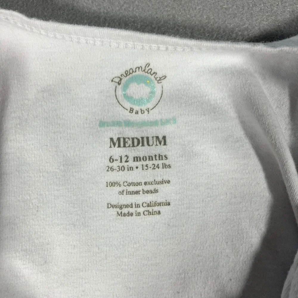 Dreamland Baby Weighted Sleep Sack White Grey Star Print Medium 6-12M